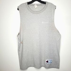 24) CHAMPION Large Classic Grey Tank with Patch & Embroidered Sz. L